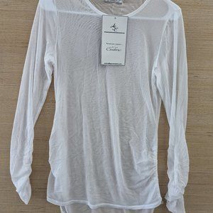 NEW NFL All Sport Couture Womens Long Sleeve Mesh Shirt White Large Read